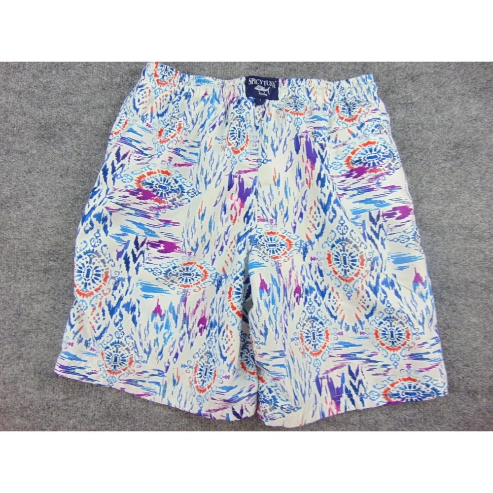 Spicy Tuna Swim Trunks‎ Mens Small Multicolor Ikat Abstract Beach Summer Surf